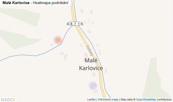 Mapa Malé Karlovice - Firmy v části obce.