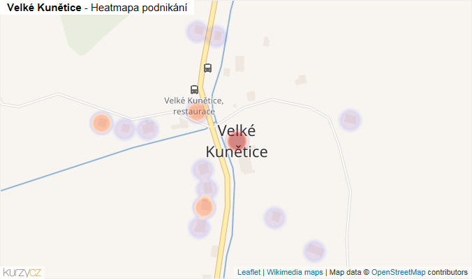 Mapa Velké Kunětice - Firmy v části obce.