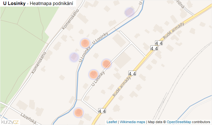 Mapa U Losinky - Firmy v ulici.