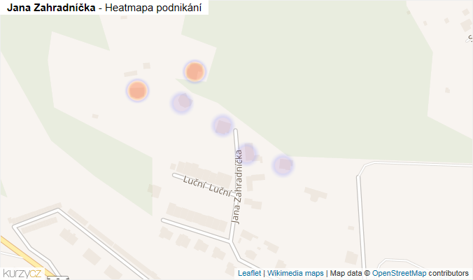 Mapa Jana Zahradníčka - Firmy v ulici.