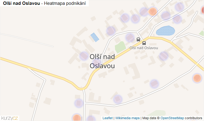 Mapa Olší nad Oslavou - Firmy v části obce.