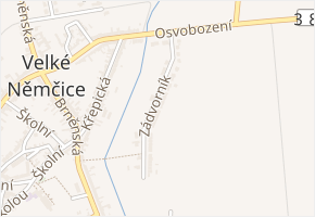 Zádvorník v obci Velké Němčice - mapa ulice
