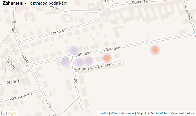 Mapa Záhumení - Firmy v ulici.