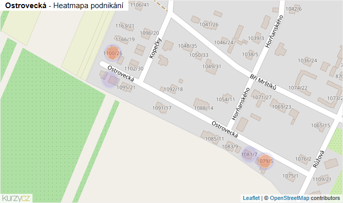 Mapa Ostrovecká - Firmy v ulici.