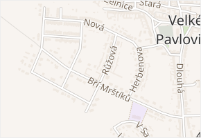 Růžová v obci Velké Pavlovice - mapa ulice