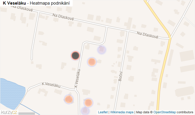 Mapa K Veseláku - Firmy v ulici.