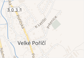 Kostelní v obci Velké Poříčí - mapa ulice