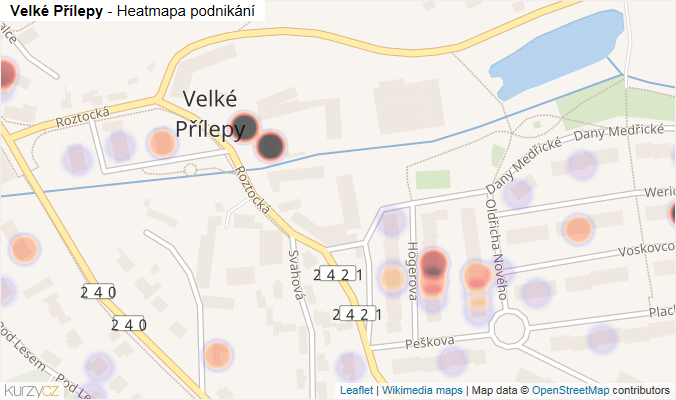 Mapa Velké Přílepy - Firmy v obci.
