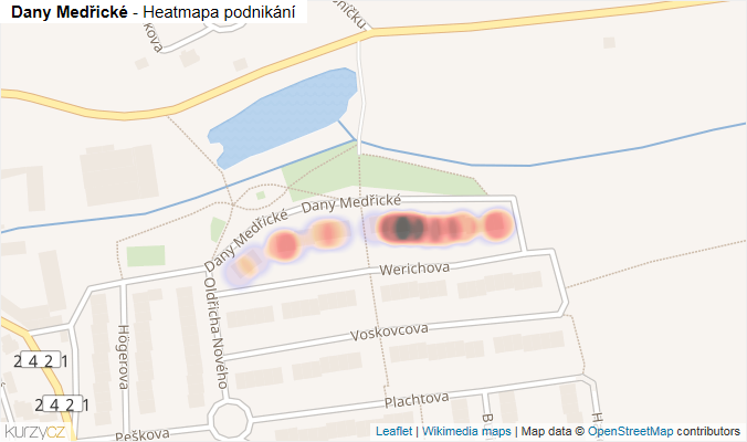 Mapa Dany Medřické - Firmy v ulici.