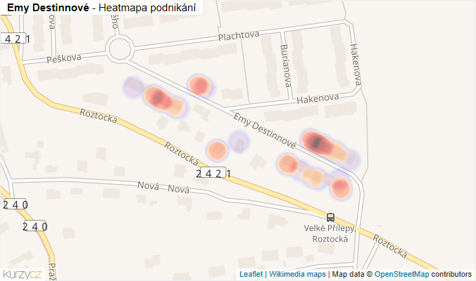Mapa Emy Destinnové - Firmy v ulici.