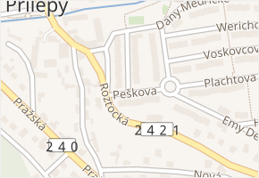 Peškova v obci Velké Přílepy - mapa ulice