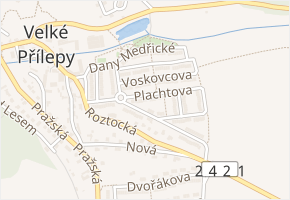 Plachtova v obci Velké Přílepy - mapa ulice
