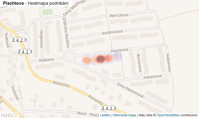 Mapa Plachtova - Firmy v ulici.