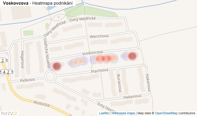 Mapa Voskovcova - Firmy v ulici.