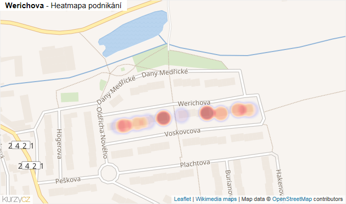 Mapa Werichova - Firmy v ulici.