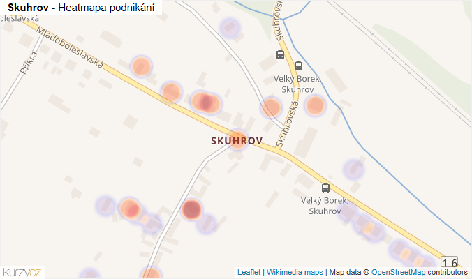 Mapa Skuhrov - Firmy v části obce.