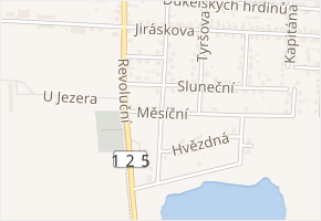 Měsíční v obci Velký Osek - mapa ulice
