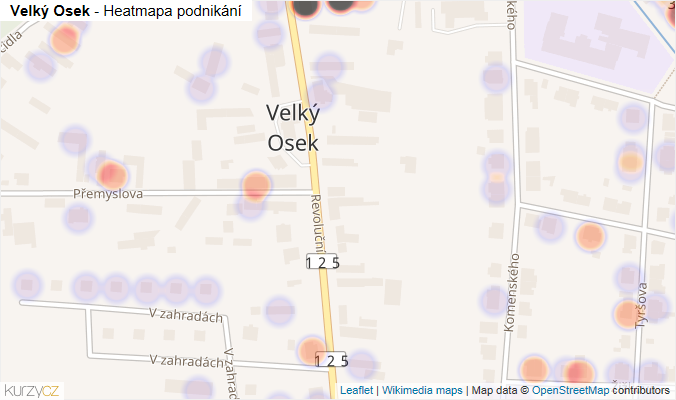 Mapa Velký Osek - Firmy v části obce.