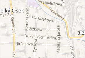 Žižkova v obci Velký Osek - mapa ulice