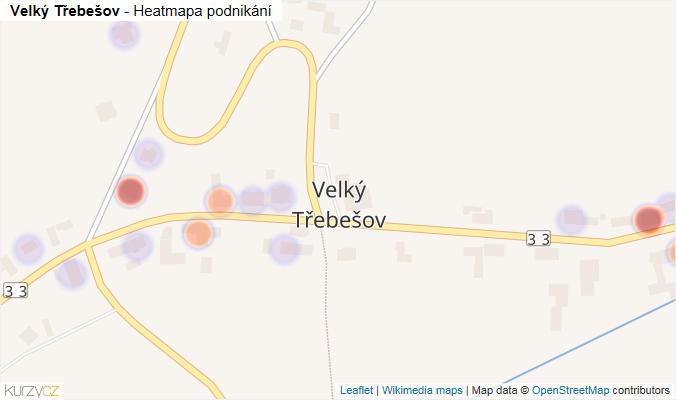 Mapa Velký Třebešov - Firmy v části obce.