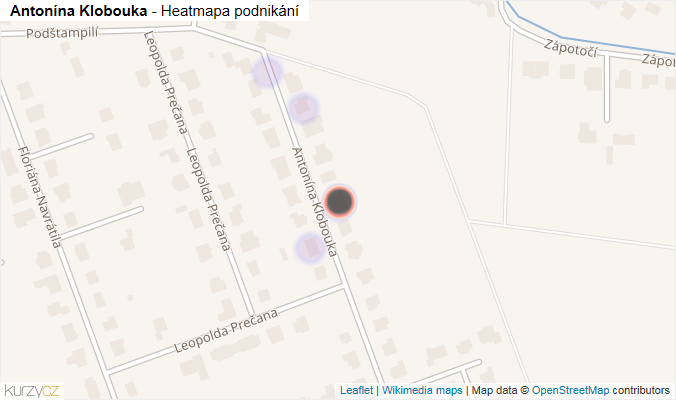 Mapa Antonína Klobouka - Firmy v ulici.