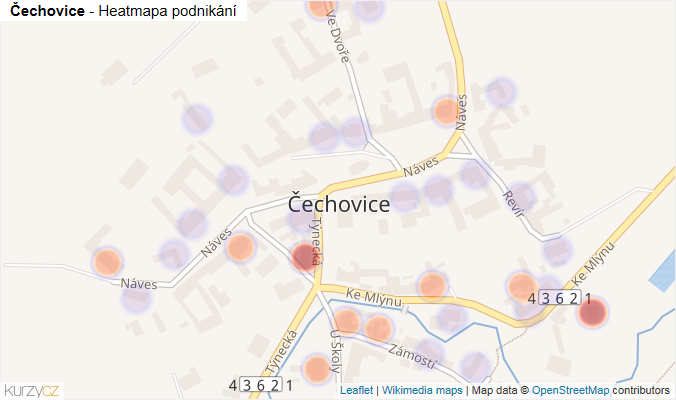 Mapa Čechovice - Firmy v části obce.