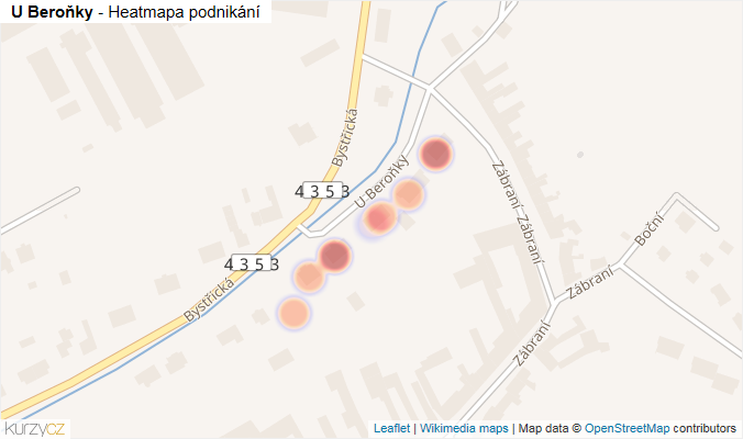 Mapa U Beroňky - Firmy v ulici.