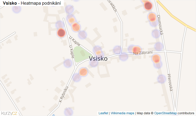 Mapa Vsisko - Firmy v části obce.