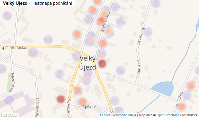 Mapa Velký Újezd - Firmy v části obce.