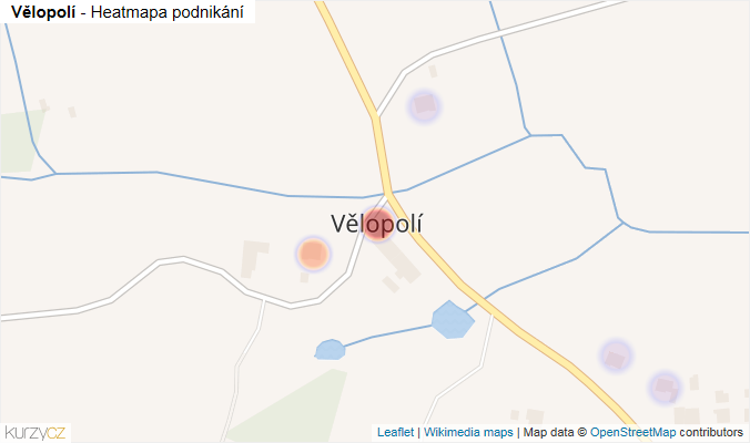 Mapa Vělopolí - Firmy v části obce.