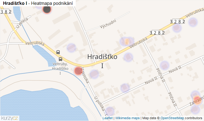 Mapa Hradišťko I - Firmy v části obce.