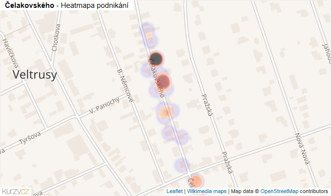 Mapa Čelakovského - Firmy v ulici.