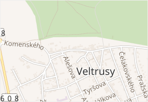 Komenského v obci Veltrusy - mapa ulice
