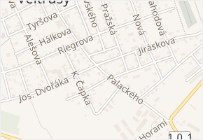 Palackého v obci Veltrusy - mapa ulice