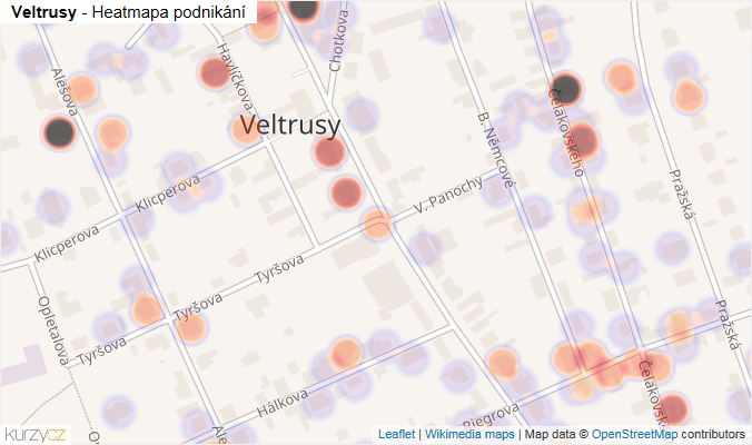 Mapa Veltrusy - Firmy v části obce.