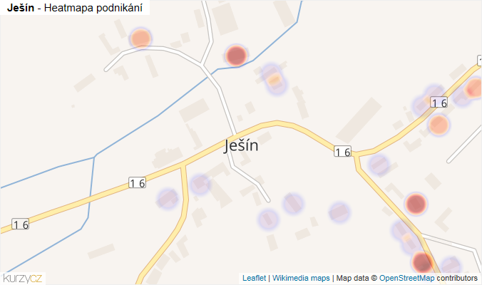 Mapa Ješín - Firmy v části obce.