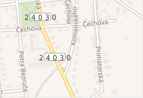 Komenského v obci Velvary - mapa ulice