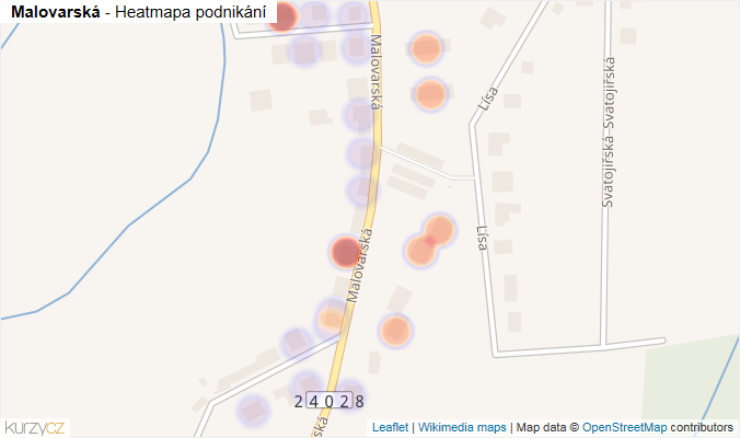Mapa Malovarská - Firmy v ulici.