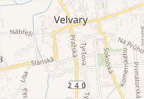 Pražská v obci Velvary - mapa ulice