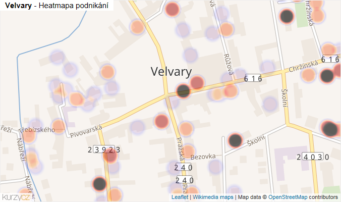 Mapa Velvary - Firmy v části obce.