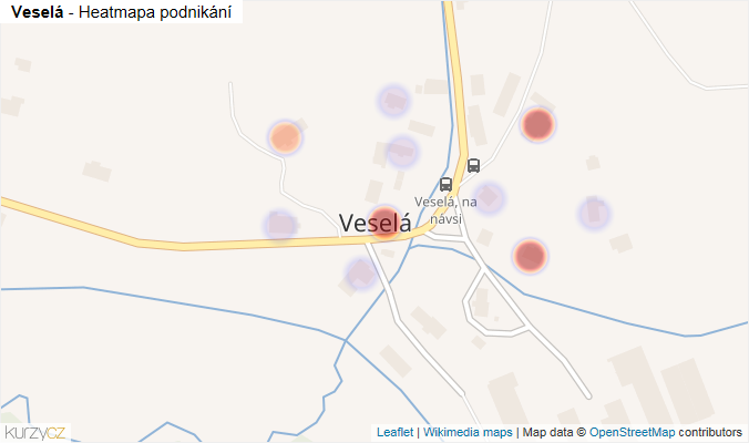 Mapa Veselá - Firmy v části obce.