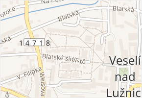 Blatské sídliště v obci Veselí nad Lužnicí - mapa ulice