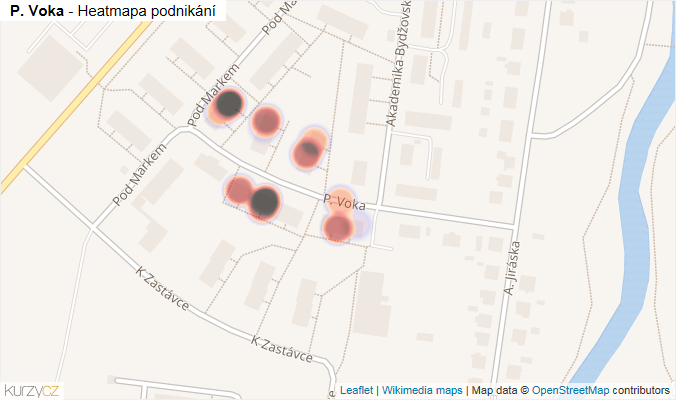 Mapa P. Voka - Firmy v ulici.