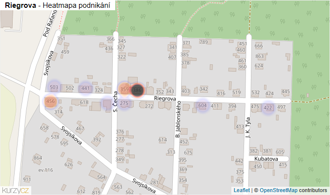 Mapa Riegrova - Firmy v ulici.