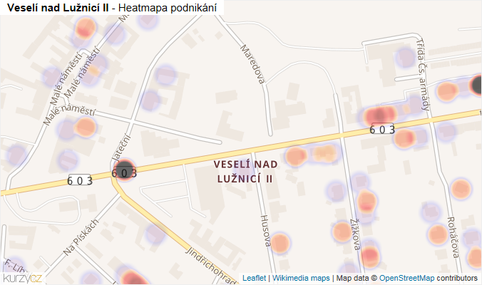 Mapa Veselí nad Lužnicí II - Firmy v části obce.