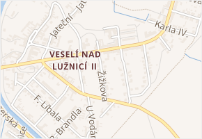 Žižkova v obci Veselí nad Lužnicí - mapa ulice
