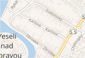 Karlova v obci Veselí nad Moravou - mapa ulice