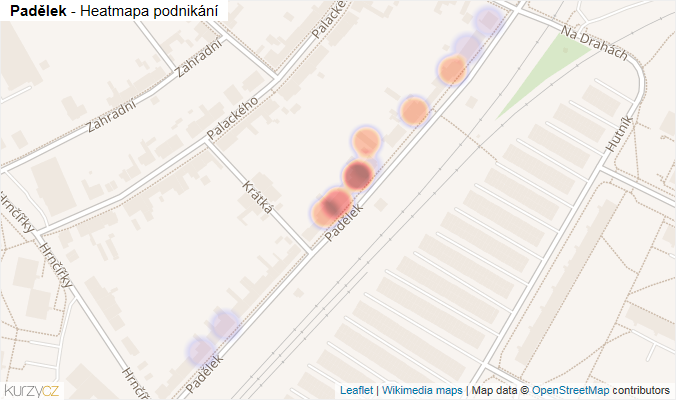 Mapa Padělek - Firmy v ulici.