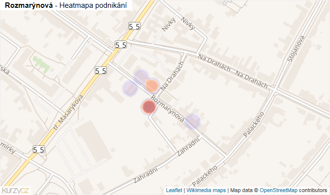 Mapa Rozmarýnová - Firmy v ulici.
