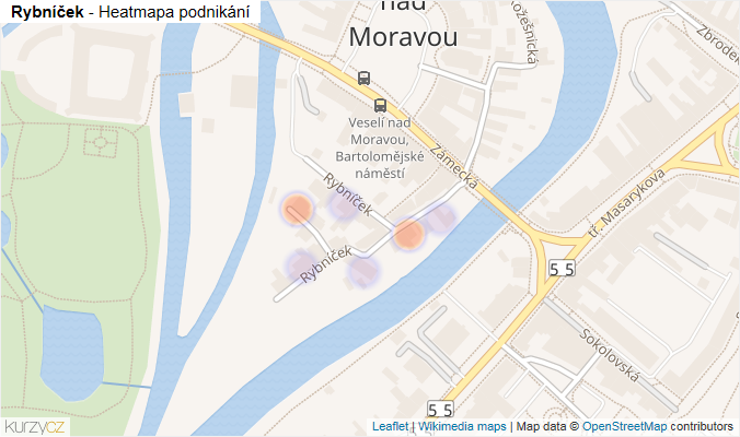 Mapa Rybníček - Firmy v ulici.
